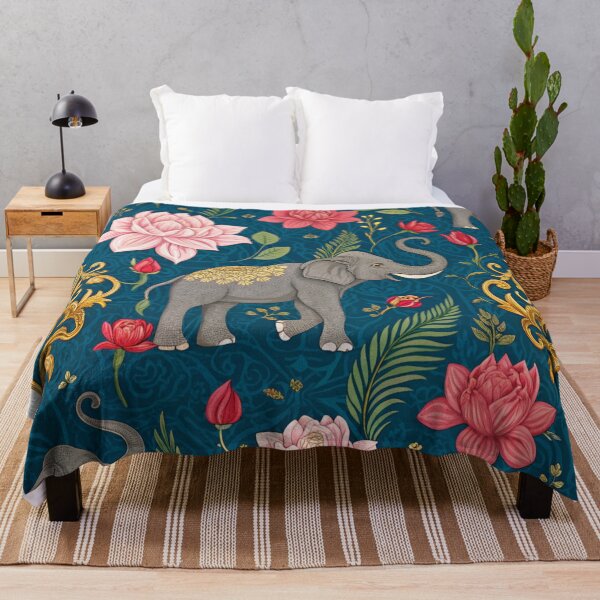 Item preview, Elephants with raised trunks surrounded by lotus flowers . designed and sold by Lucky 777.