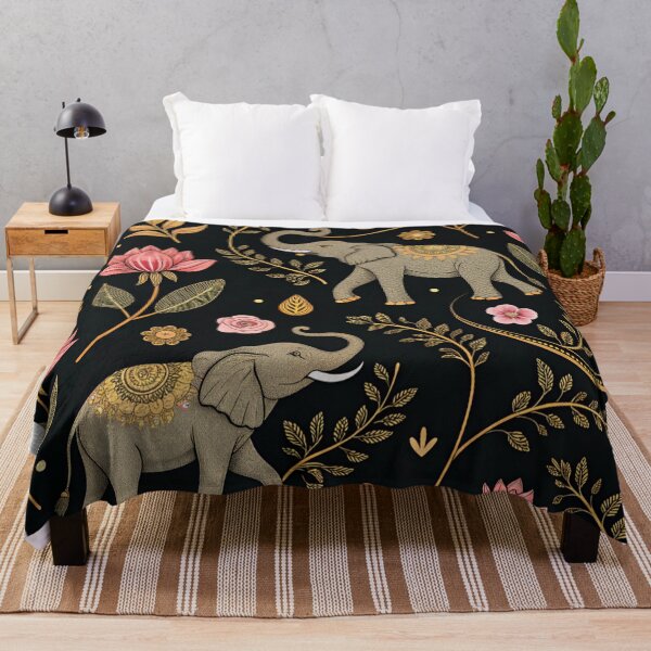 Item preview, Elephants with raised trunks surrounded by lotus flowers . designed and sold by Lucky 777.