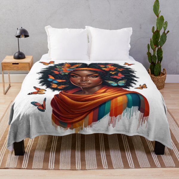 Item preview, Autumn Radiance | Melanin Queen with Orange Butterflies designed and sold by Lulunza.