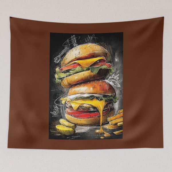 Item preview, Savor Double Cheeseburgers with Melting Cheese, Juicy Patties, Fresh Toppings, and Golden Fries designed and sold by OlfactoART Studio.