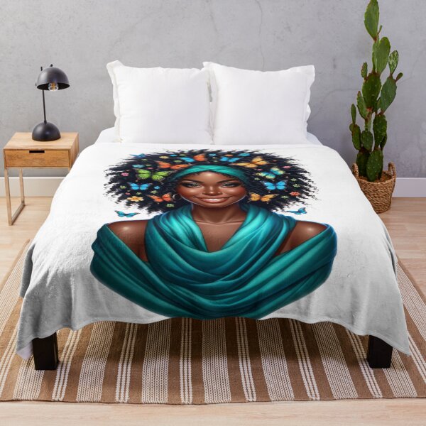 Item preview, Earthy Majesty | Black Woman with Multicolor Butterflies and Warm Tones designed and sold by Lulunza.