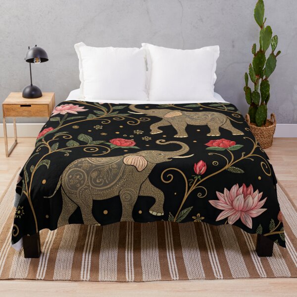 Item preview, Elephants with raised trunks surrounded by lotus flowers . designed and sold by Lucky 777.