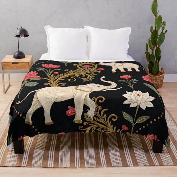 Item preview, Elephants with raised trunks surrounded by lotus flowers . designed and sold by Lucky 777.