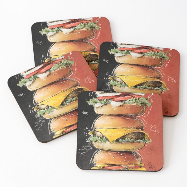 Item preview, Towering Triple Burger Stack with Fresh Toppings and Tangy Pickle Accent designed and sold by OlfactoART Studio.