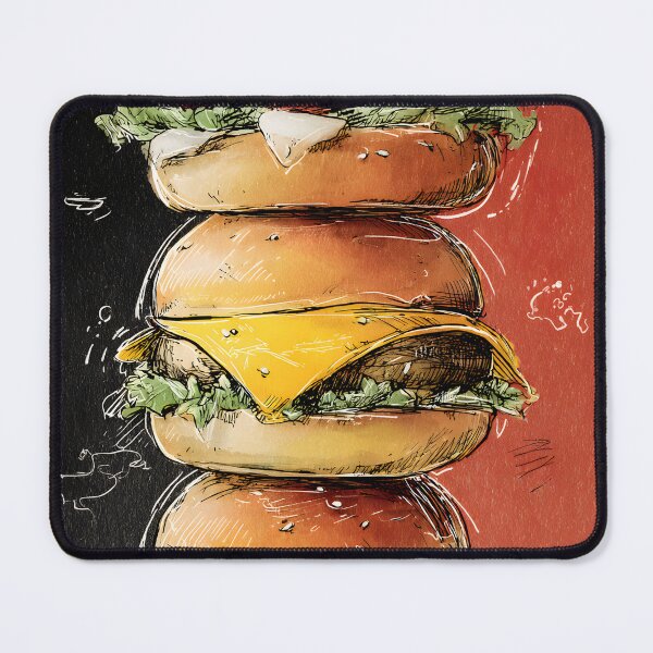 Item preview, Towering Triple Burger Stack with Fresh Toppings and Tangy Pickle Accent designed and sold by OlfactoART Studio.