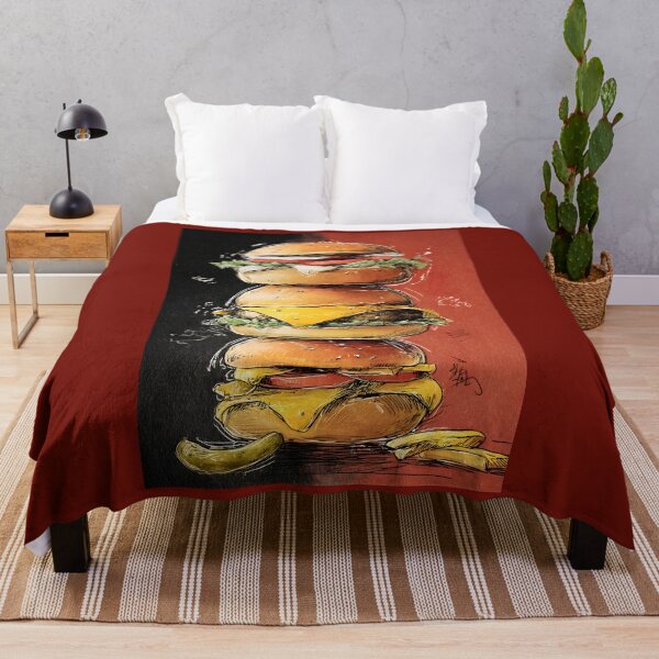 Item preview, Towering Triple Burger Stack with Fresh Toppings and Tangy Pickle Accent designed and sold by OlfactoART Studio.