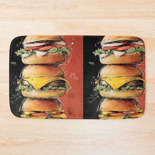Item preview, Towering Triple Burger Stack with Fresh Toppings and Tangy Pickle Accent designed and sold by OlfactoART Studio.