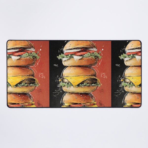 Item preview, Towering Triple Burger Stack with Fresh Toppings and Tangy Pickle Accent designed and sold by OlfactoART Studio.