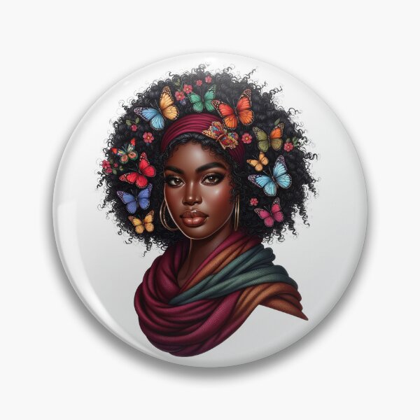 Item preview, Tropical Joy | Smiling African Woman with Blue Butterflies designed and sold by Lulunza.