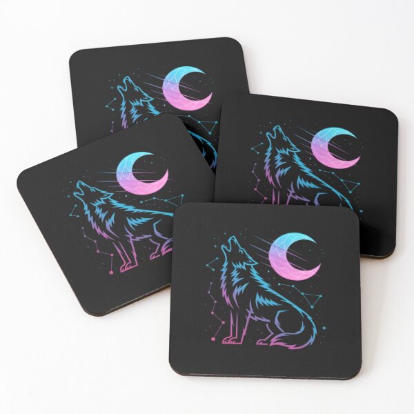 Item preview, Cosmic Wolf Howl – Neon Moon and Stars designed and sold by Celebrate & Sparkle.