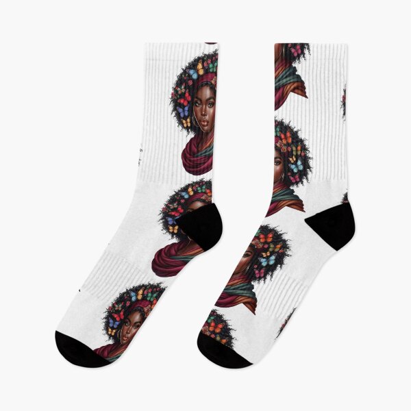 Item preview, Tropical Joy | Smiling African Woman with Blue Butterflies designed and sold by Lulunza.