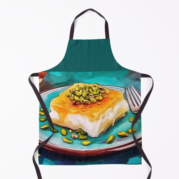 Item preview, Relish Pistachio-Topped Knafeh on a Vibrant Blue Plate with Colorful Artistic Flair designed and sold by OlfactoART Studio.