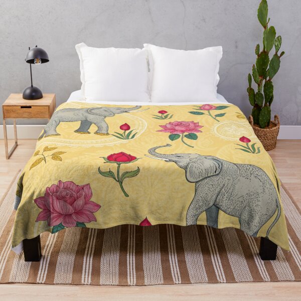 Item preview, Elephants with raised trunks surrounded by lotus flowers . designed and sold by Lucky 777.