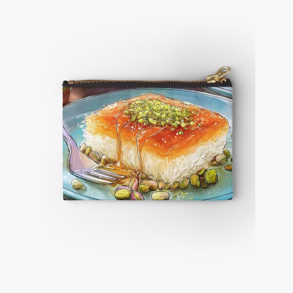 Item preview, Indulge in Syrup-Drizzled Kunafa with Crushed Pistachios on a Vibrant Blue Plate designed and sold by OlfactoART Studio.