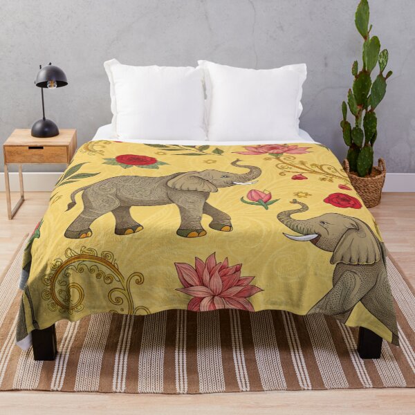 Item preview, Elephants with raised trunks surrounded by lotus flowers . designed and sold by Lucky 777.