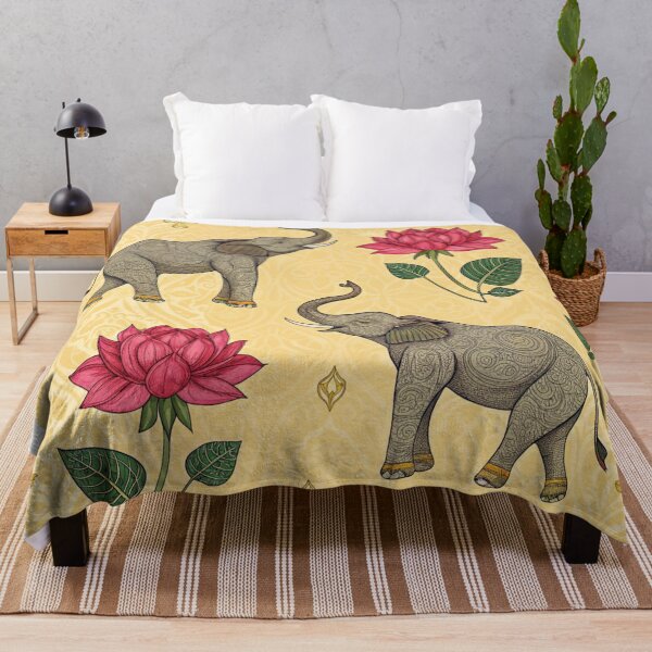 Item preview, Elephants with raised trunks surrounded by lotus flowers . designed and sold by Lucky 777.