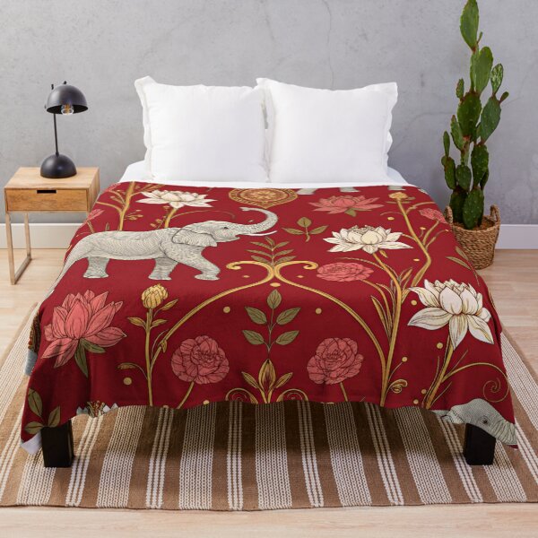 Item preview, Elephants with raised trunks surrounded by lotus flowers . designed and sold by Lucky 777.