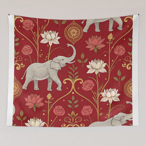 Item preview, Elephants with raised trunks surrounded by lotus flowers . designed and sold by Lucky 777.