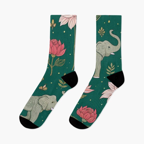Item preview, Elephants with raised trunks surrounded by lotus flowers . designed and sold by Lucky 777.