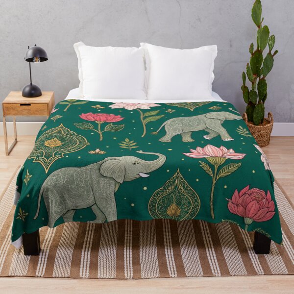 Item preview, Elephants with raised trunks surrounded by lotus flowers . designed and sold by Lucky 777.