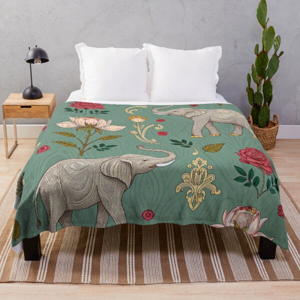 Item preview, Elephants with raised trunks surrounded by lotus flowers . designed and sold by Lucky 777.