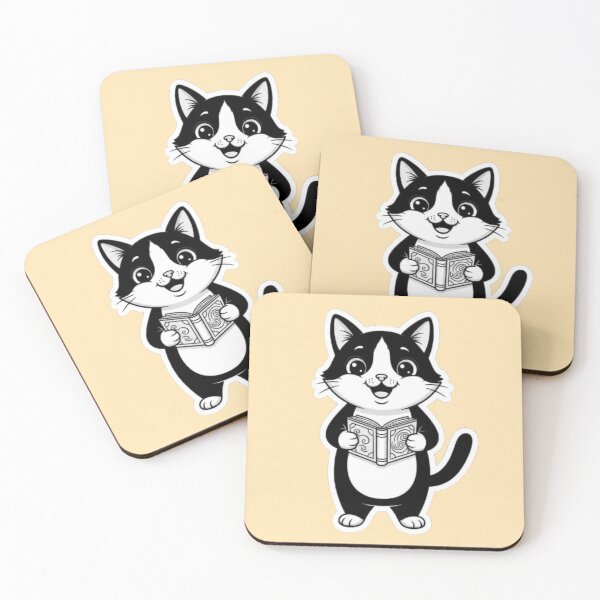 Item preview, Cheerful Cartoon Cat Reading a Book – Whimsical Educational Design for Kids & Cat Lovers designed and sold by VibeNationArt.