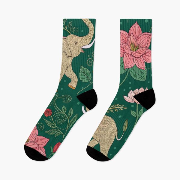 Item preview, Elephants with raised trunks surrounded by lotus flowers . designed and sold by Lucky 777.