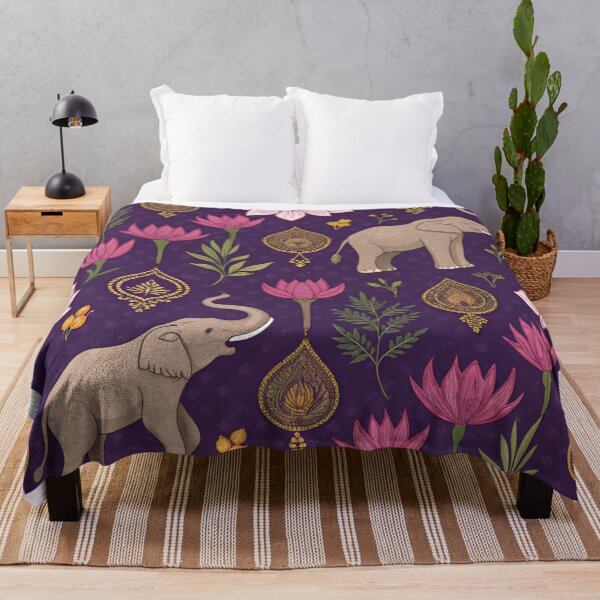 Item preview, Elephants with raised trunks surrounded by lotus flowers . designed and sold by Lucky 777.