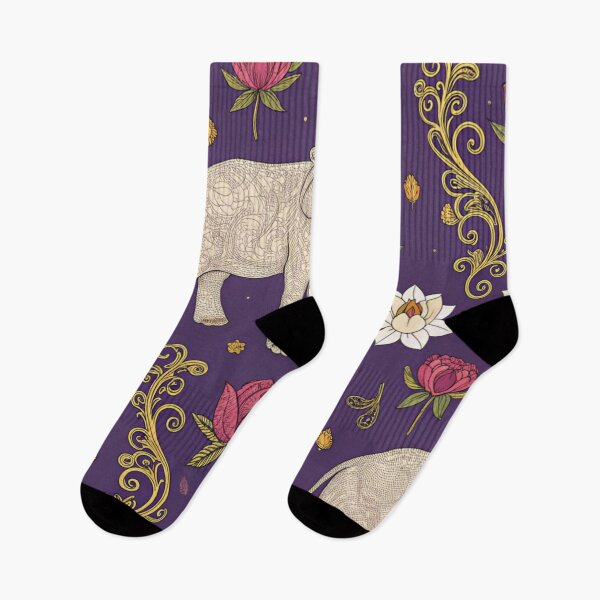 Item preview, Elephants with raised trunks surrounded by lotus flowers . designed and sold by Lucky 777.