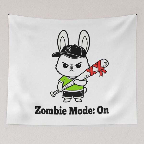 Item preview, Zombie Mode On – Cute Angry Bunny with Bat designed and sold by threeABinks.