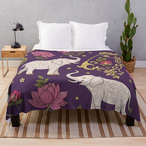 Item preview, Elephants with raised trunks surrounded by lotus flowers . designed and sold by Lucky 777.
