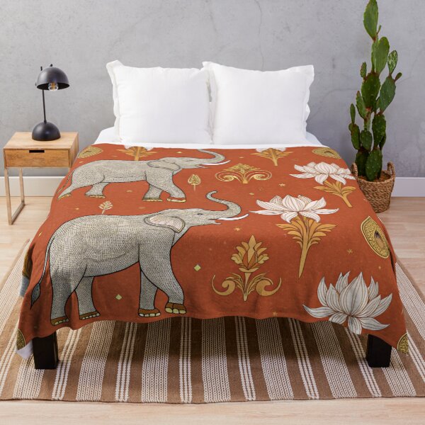 Item preview, Elephants with raised trunks surrounded by lotus flowers . designed and sold by Lucky 777.