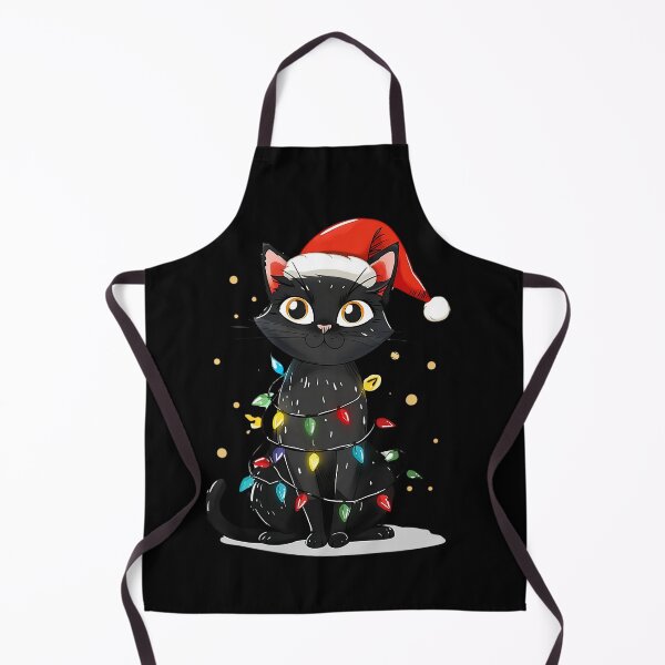 Item preview, Festive Black Cat with Santa Hat and Tree Lights – Cute Holiday T-Shirt Design designed and sold by D-Oles-Mercher.
