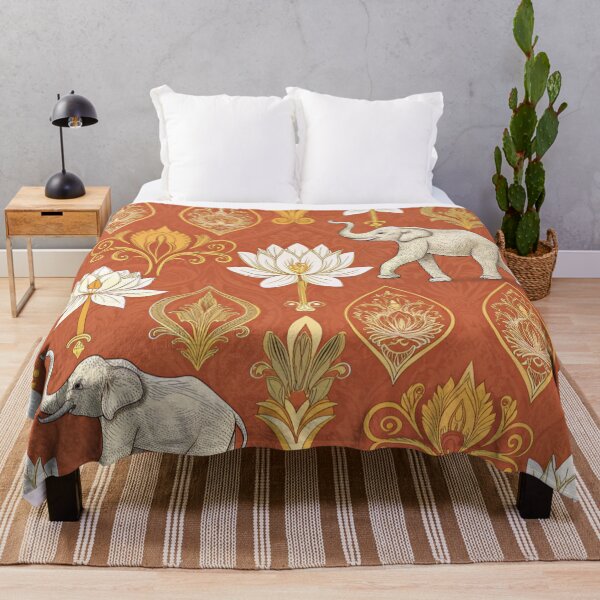 Item preview, Elephants with raised trunks surrounded by lotus flowers . designed and sold by Lucky 777.