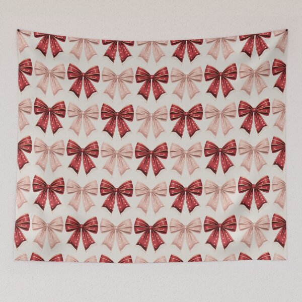 Item preview, Red and Pink Christmas Ribbon Bow Pattern designed and sold by WeTheWeirdosCo.