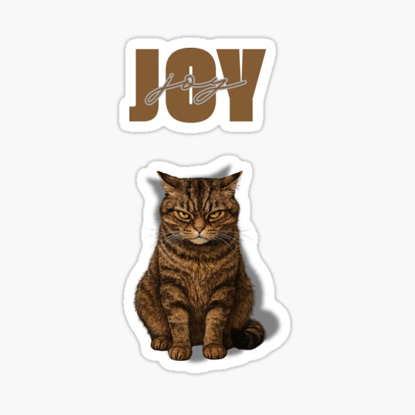 Artikelvorschau, Ernsthafte Katze „Freude“ – Minimalistische realistische Katzenkunst | Catastrocat-Kollektion entworfen und verkauft von catastrocat.
