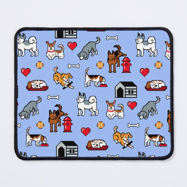 Item preview, Pixel Terrier and Pixel Dogs Pattern on Pastel Blue Background designed and sold by illucalliart.