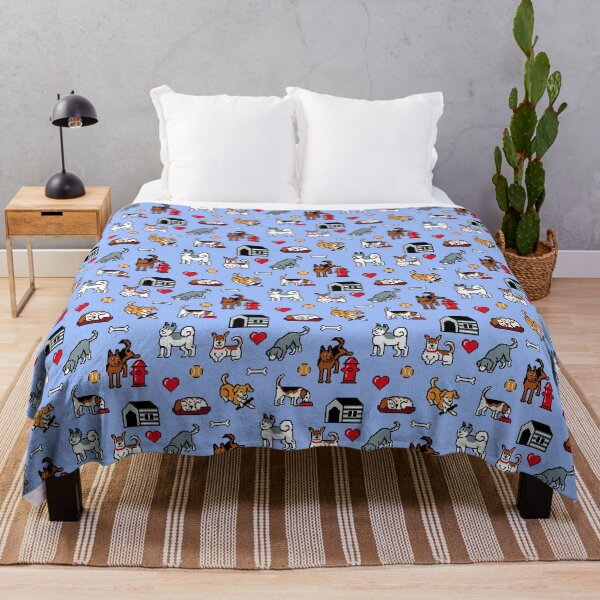 Item preview, Pixel Terrier and Pixel Dogs Pattern on Pastel Blue Background designed and sold by illucalliart.