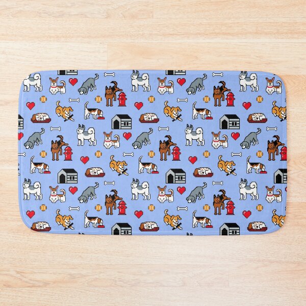 Item preview, Pixel Terrier and Pixel Dogs Pattern on Pastel Blue Background designed and sold by illucalliart.
