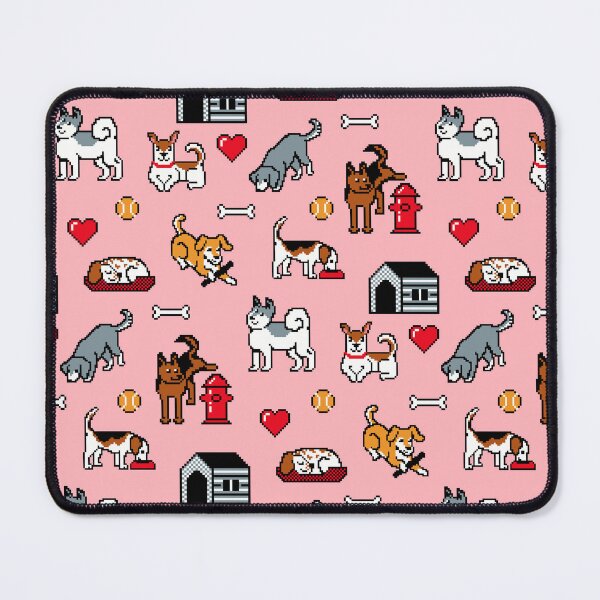 Item preview, Pixel Heart and Pixel Dogs Pattern on Pink Background designed and sold by illucalliart.