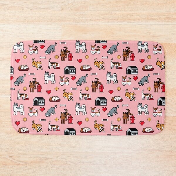 Item preview, Pixel Heart and Pixel Dogs Pattern on Pink Background designed and sold by illucalliart.