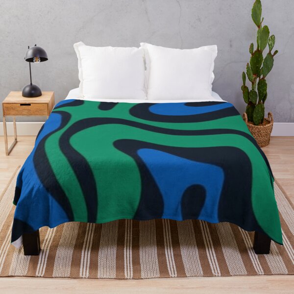 Item preview, Green blue modern retro abstract swirl wavy pattern designed and sold by PATTERN4HAPPY.