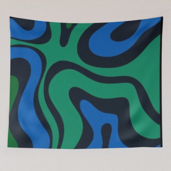 Item preview, Green blue modern retro abstract swirl wavy pattern designed and sold by PATTERN4HAPPY.