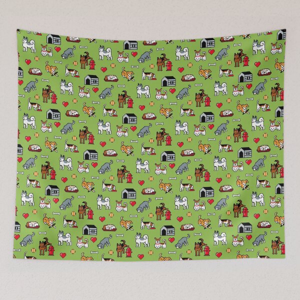 Item preview, Pixel Dogs on Light Green Background designed and sold by illucalliart.