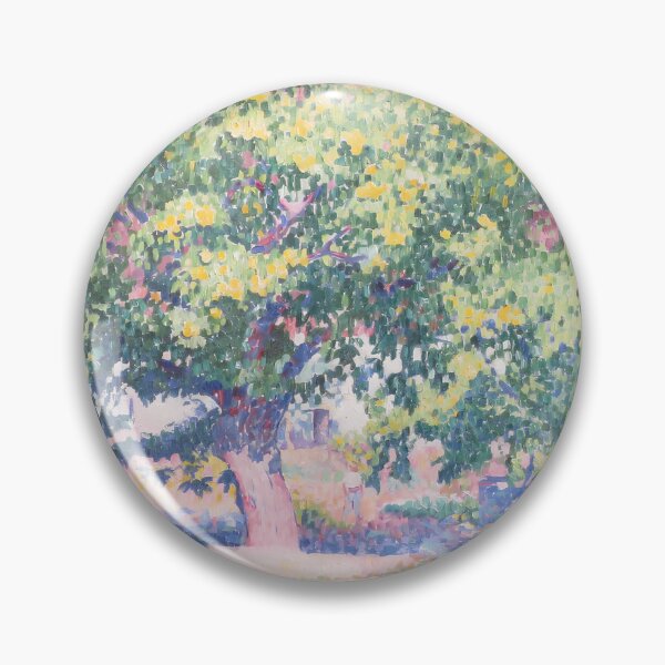 Item preview, Cross Pointillist Tree Near a House Poster designed and sold by LaFabricaArt.