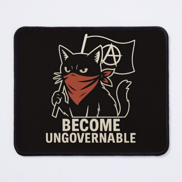 Item preview, Become Ungovernable Cat – Rebel Cat with Bandana & Flag designed and sold by FrameFlow.