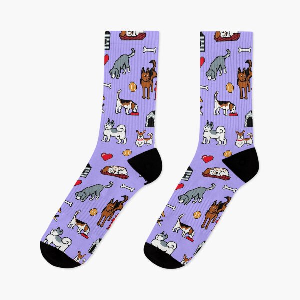 Item preview, Pixel Husky and Pixel Dogs Pattern on Lilac Background designed and sold by illucalliart.
