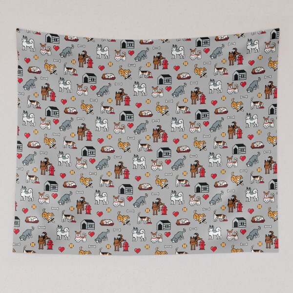 Item preview, Pixel Dogs on Grey Background designed and sold by illucalliart.
