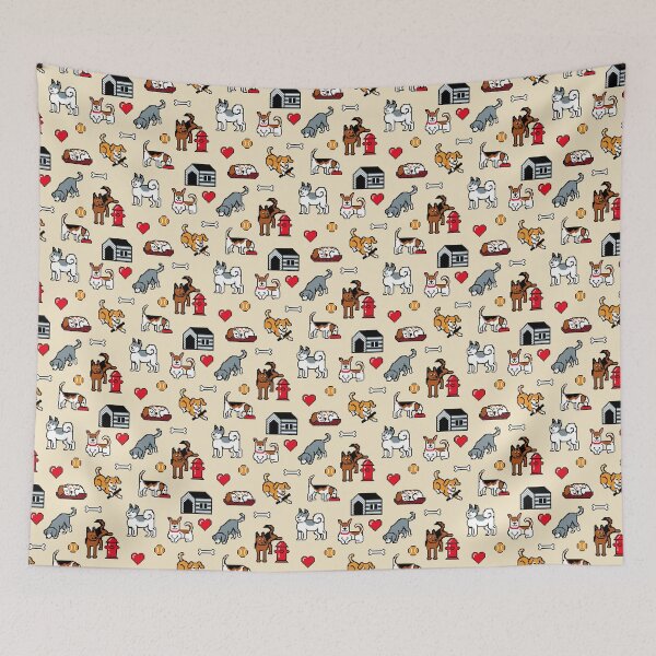 Item preview, Pixel Dogs on Cream Background designed and sold by illucalliart.