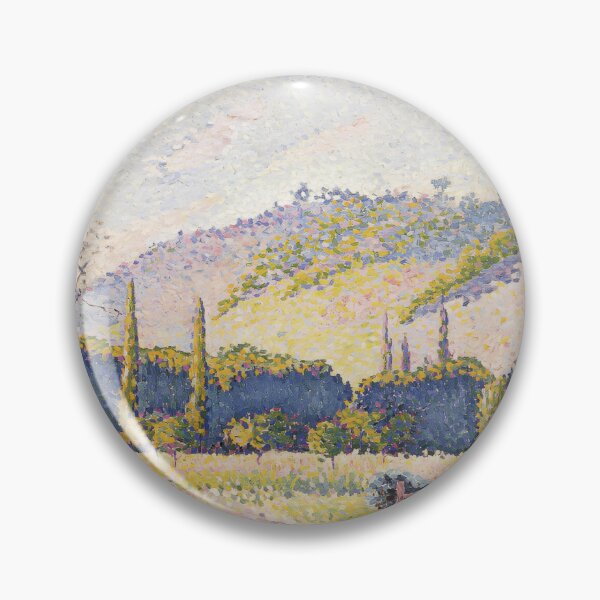 Item preview, Cross Golden Provençal Cypress Pointillist Print designed and sold by LaFabricaArt.